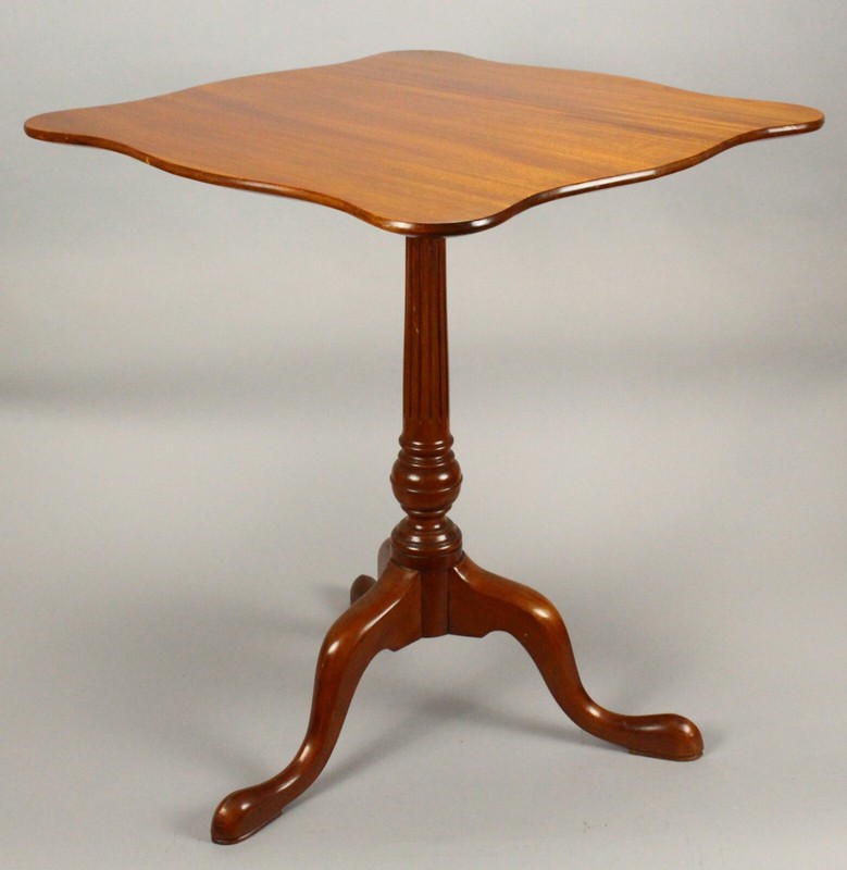 = Nathan Margolis Studio Hand Made Federal Mahogany Snake Foot Candlestand Table