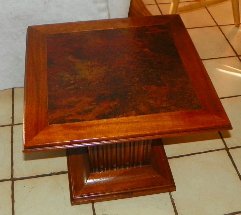 Mahogany Square Pier Pedestal End Table with Formica Insert / Side Table (PT-14)