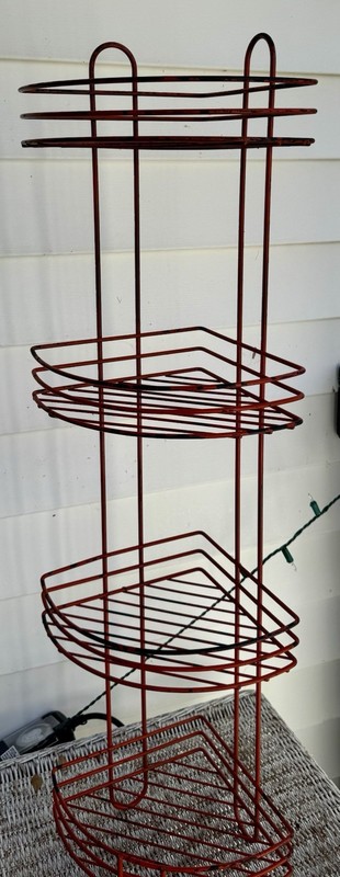 Vintage Wire Rack Metal Plant Stand Table Atomic ORANGE gallery