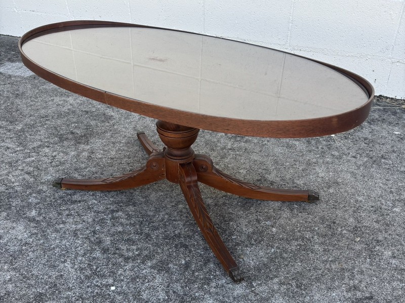 Antique Mersman Duncan Phyfe Oval Coffee Table 7376 Glass Top Regency Federal gallery