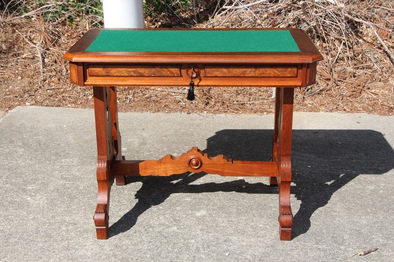 Walnut Victorian Aesthetic Library Table Desk with Center Drawer ~ Ca.1880 gallery