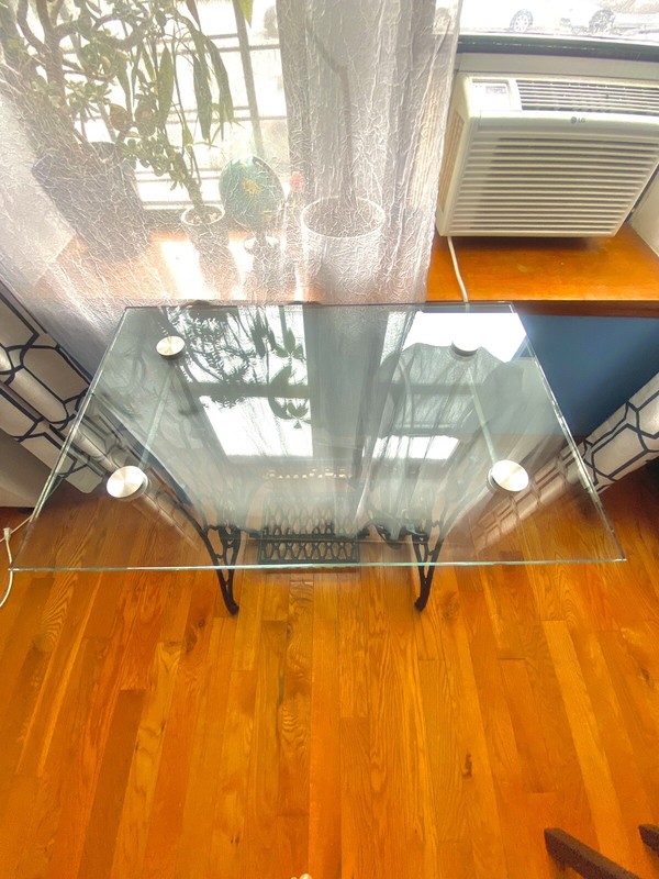 Singer modified table with glass top. gallery
