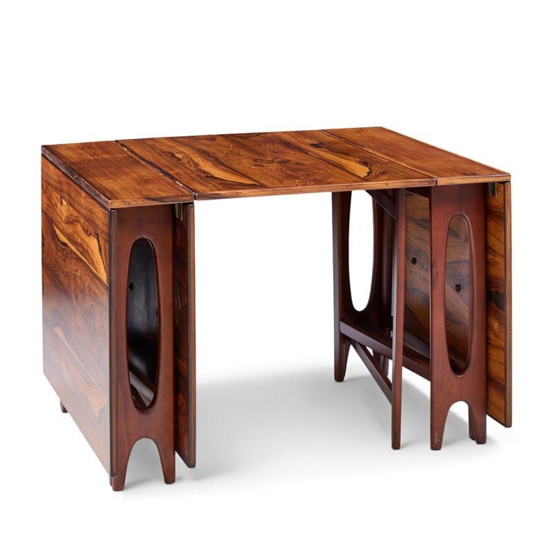 Bendt Winge Midcentury Norwegian Rosewood Drop-Leaf Rosewood Dining Table - Pair gallery
