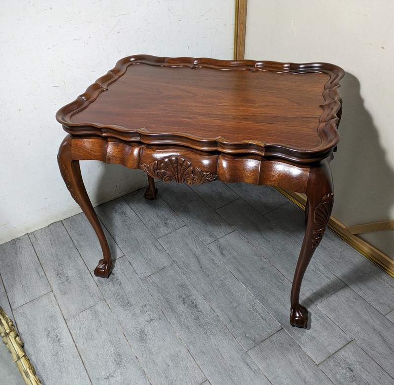 Vintage Sutton Mahogany Chippendale Queen Anne Tea Tray Table Ball & Claw Feet gallery