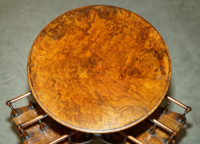 ANTIQUE RESTORED VICTORIAN BURL WALNUT LIBRARY REVOLVING BOOK TABLE BOOKCASE gallery