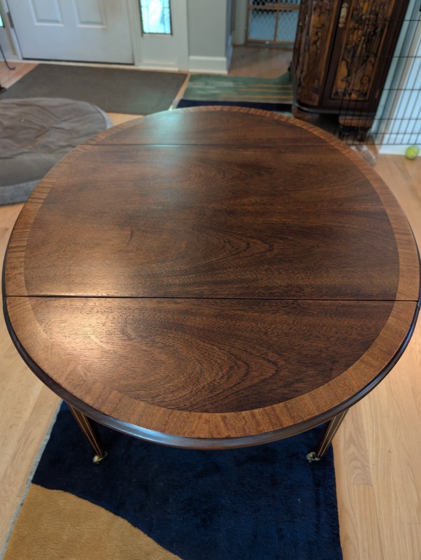 Hepplewhite Pembroke Mahogany Side Table with Satinwood Inlay & Brass Casters gallery