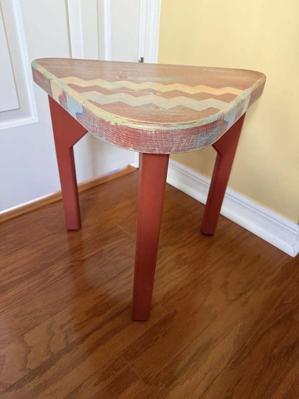 Vintage Tri Pod Small Table Hand Painted Southwestern Aztec, Santa Fe CIRCA 1988 gallery