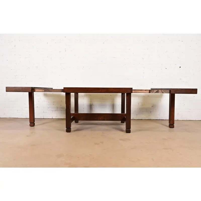 Klaus Rausch Mid-Century Brutalist Extension Dining Table, Newly Refinished gallery