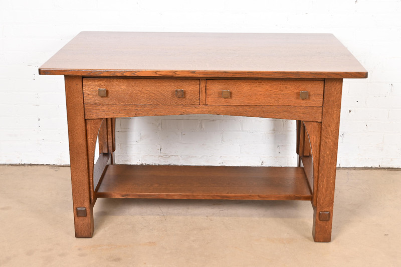 Limbert Antique Mission Oak Arts & Crafts Desk or Library Table, Refinished gallery