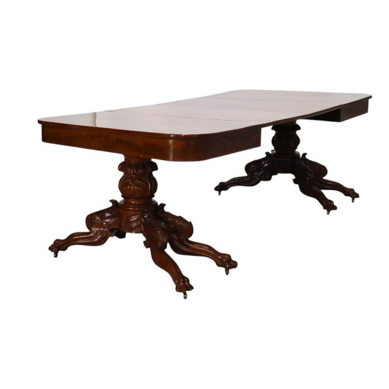 Classical Quervelle Inspired Drop-Leaf & Claw Foot Mahogany Banquet Table c1840 gallery