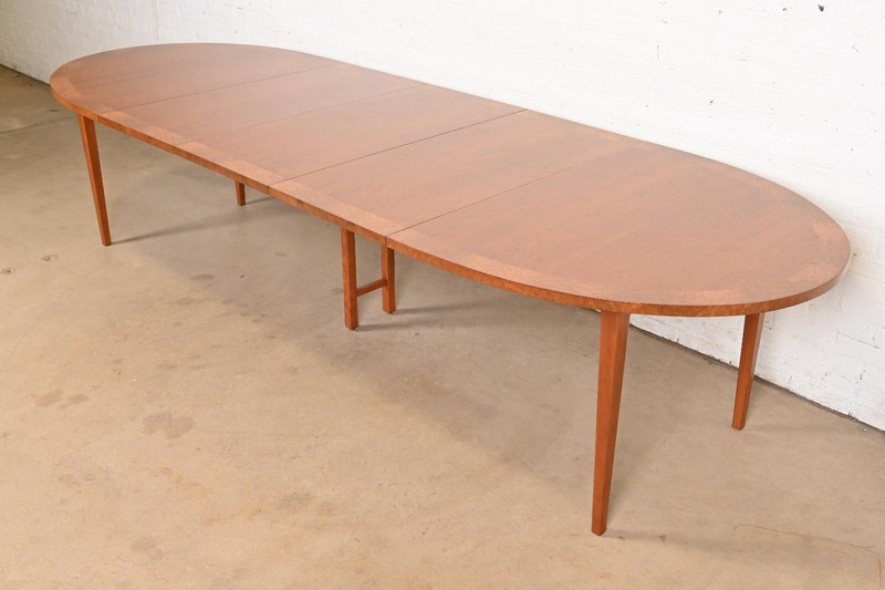 Directional Mid-Century Modern Cherry and Burl Wood Dining Table, Refinished