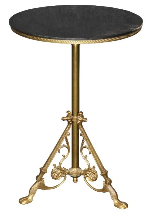 French Regency Marble Top & Bronze Occasional Paw Foot Adjustable Martini Table