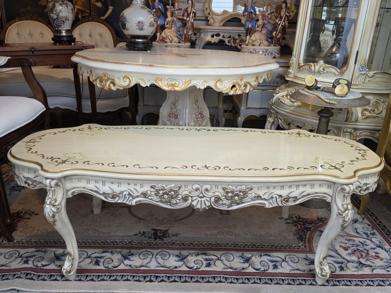 Vintage W. Baedeelandt Belgian Rococo Coffee Table – Cream & Gold