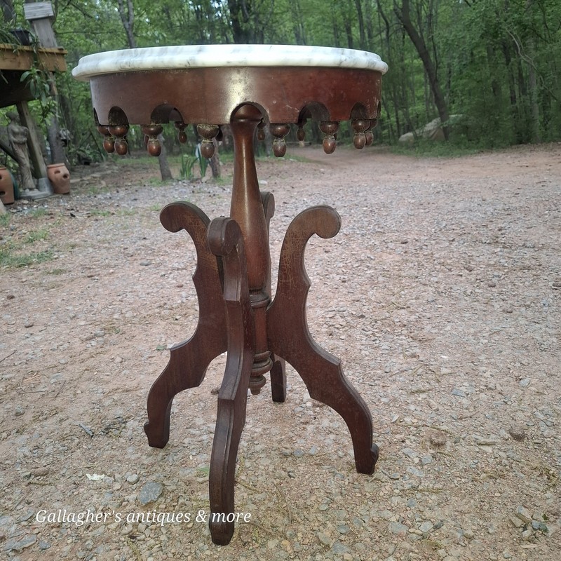 Walnut Victorian Marble Top Center Table Ca.1870 Pelham Shell Leckie Table gallery