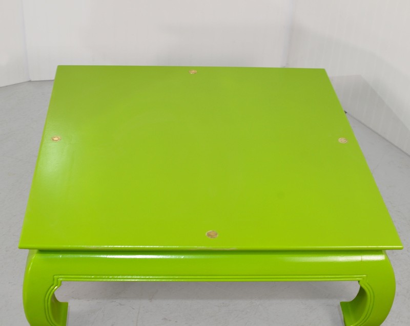 Mid Century Chinoiserie Coffee Table in Green Gold Medallions - Newly Painted gallery