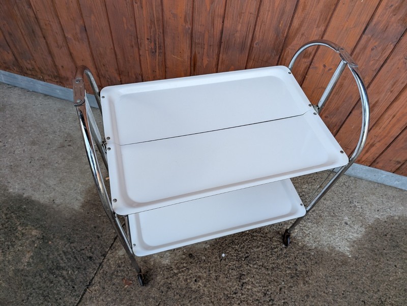 Dinett Serving Cart Tea Cart Table Side Table White Chrome 70s Space Age gallery
