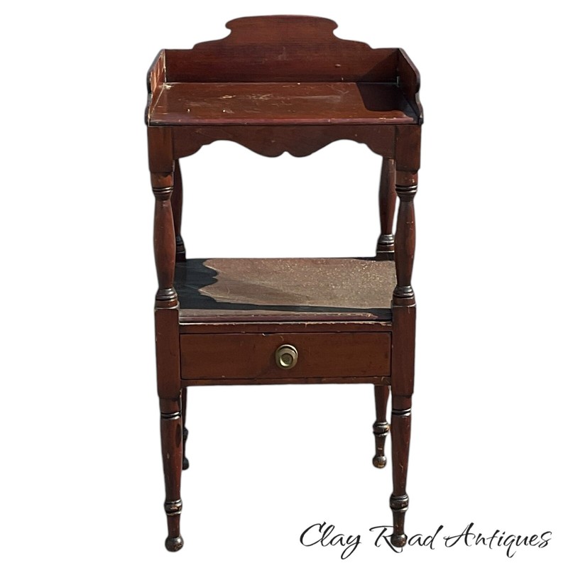 Antique Sheraton Night Stand End Table Farm House 1820 Country Stand gallery