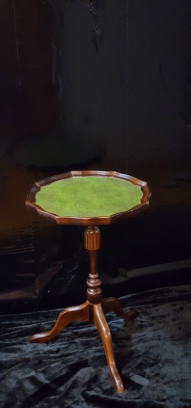 Bevan Funnel Green Leather Top Wine Table Gold Accents Mahogany gallery