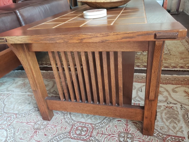 Stickley Mission Collection Oak Tile Top Coffee Table