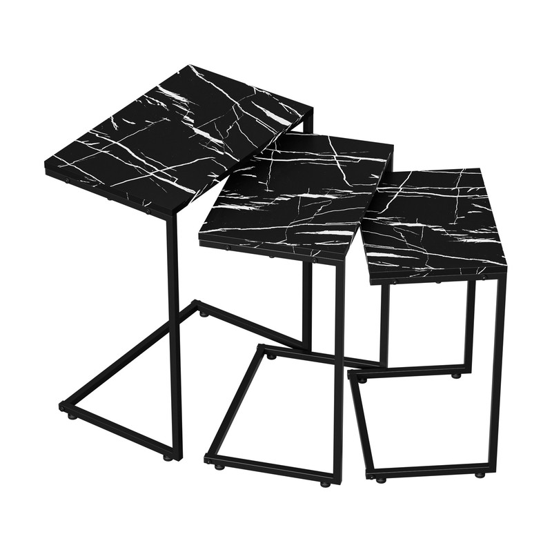 Nesting Coffee Tables End Tables Set of 3 Industrial Stacking Side Tables Black gallery