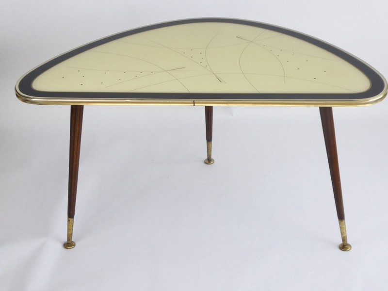 Large Vintage Kidney Shaped Coffee Table, Original Space Age Glass Table gallery