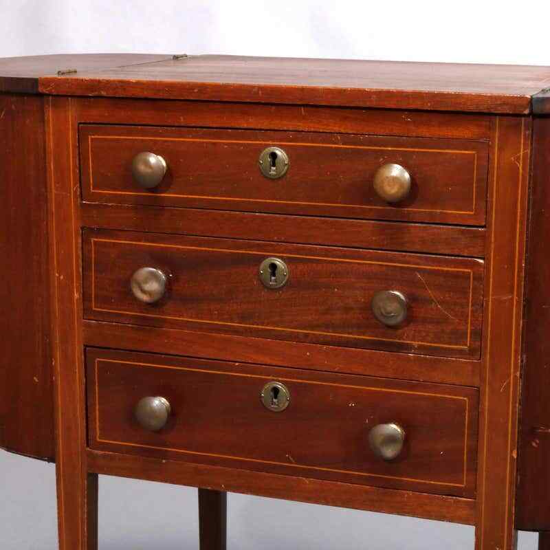 Antique Mahogany Sewing Stand with Project Pockets C1930 gallery