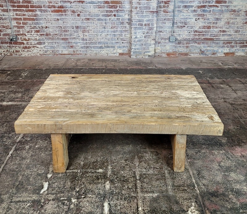 Antique Rustic Heavy Wood Coffee Table gallery