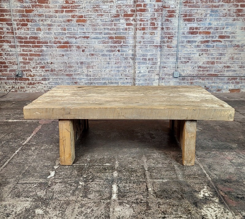 Antique Rustic Heavy Wood Coffee Table gallery