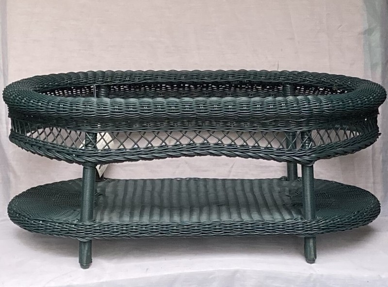 New MCM Vintage ESTHERN PATIO Faux Wicker Oval Coffee Table – No Glass