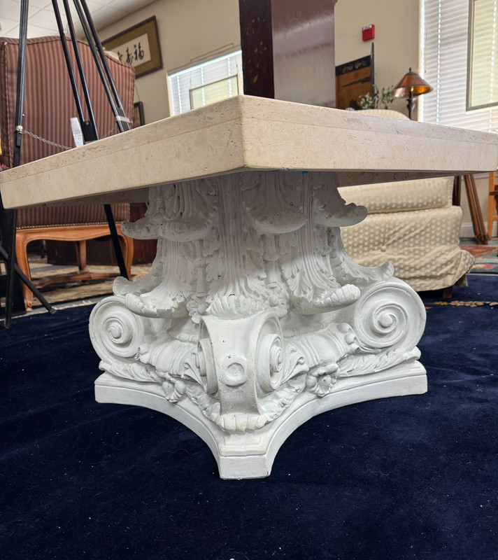 Neoclassical-Style Cast Iron Stone Occasional Coffee Table gallery