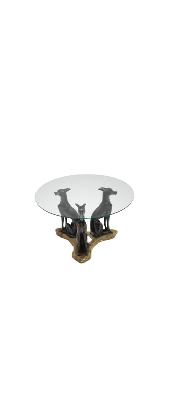 Bronze Greyhound Whippet Dog Cocktail Table by Maitland-Smith “Attributed”