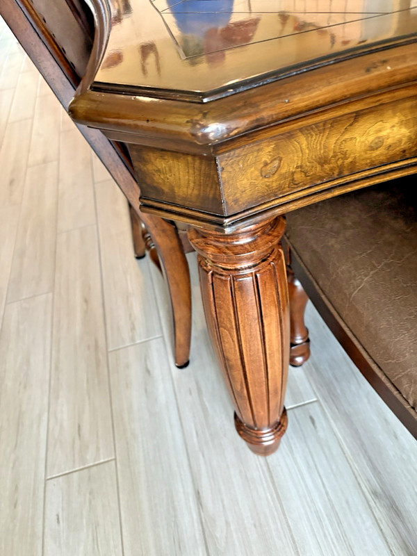 Large, Heavy Mahogany Colored Dining Table w/2 Leaves -10 Chairs gallery