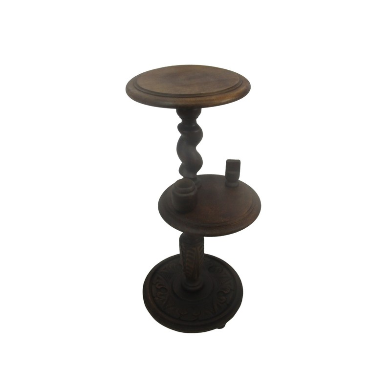 Ornate Carved wood 2 Tier Open Barley Twist Pedestal Table Plant Stand Smokers T gallery