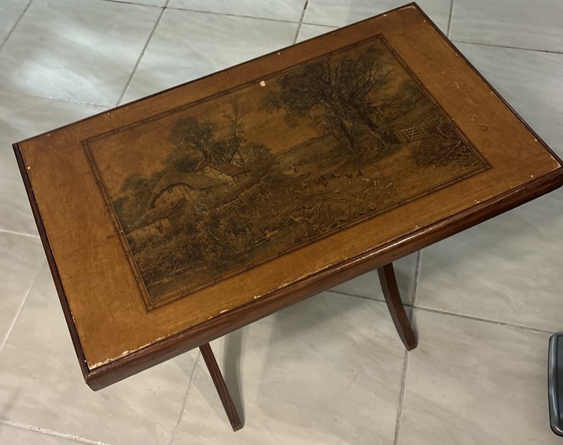 Vintage Wooden Folding Card Table Country Lane Stamp gallery
