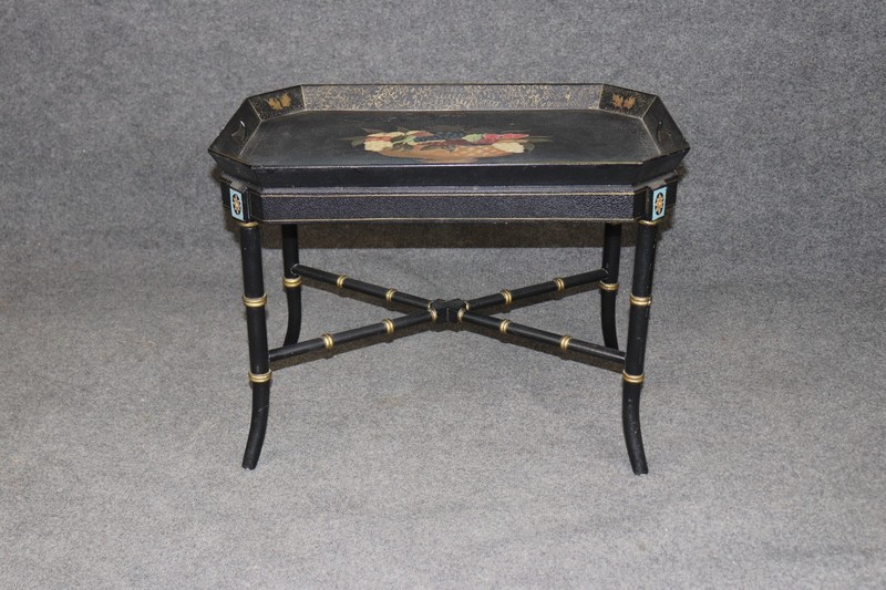 Chinoiserie Style Ebonized Hand Painted Coffee Table By Maitland Smith gallery