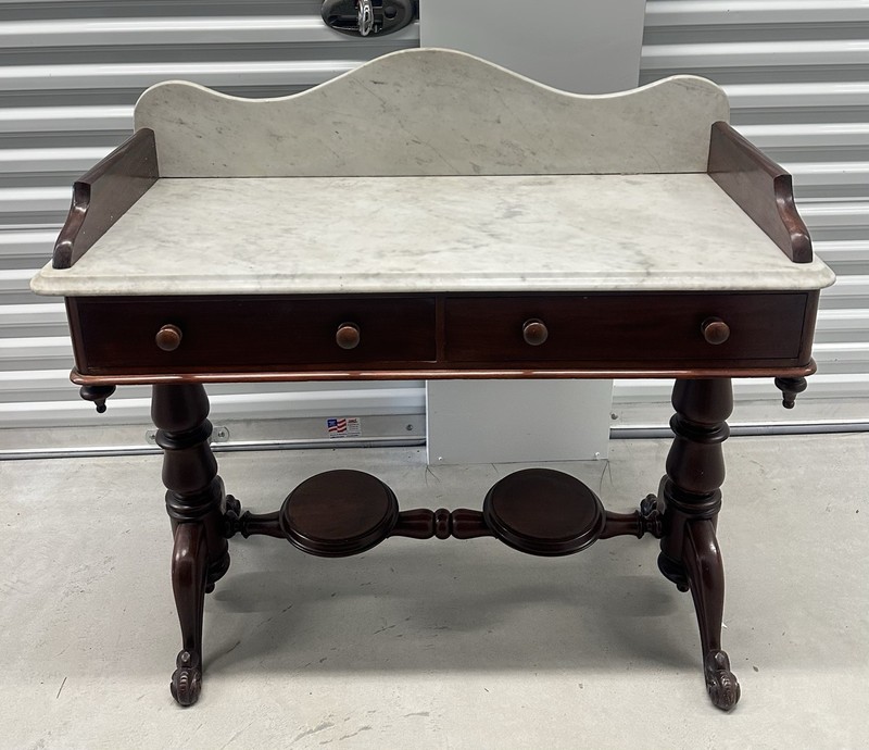Antique Victorian Marble Top Washstand Console Accent Table 42.5″