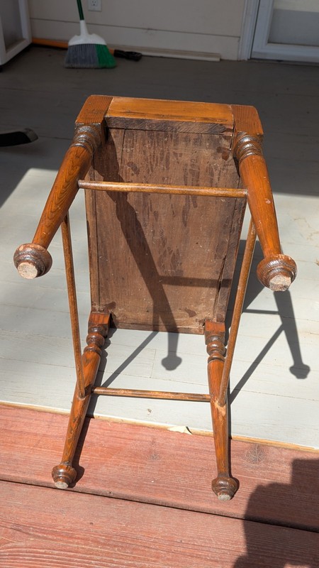 Early American Primitive Sheraton Late 19th Early 20th Bench Stool Stand Table gallery