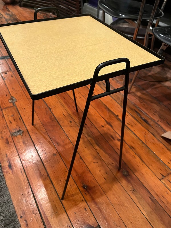 Vintage MCM wrought iron / formica side table *READ*