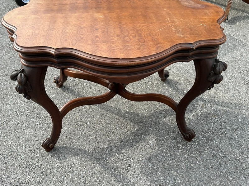 antique carved victorian parlor table center stand 1870 clean turtle top gallery