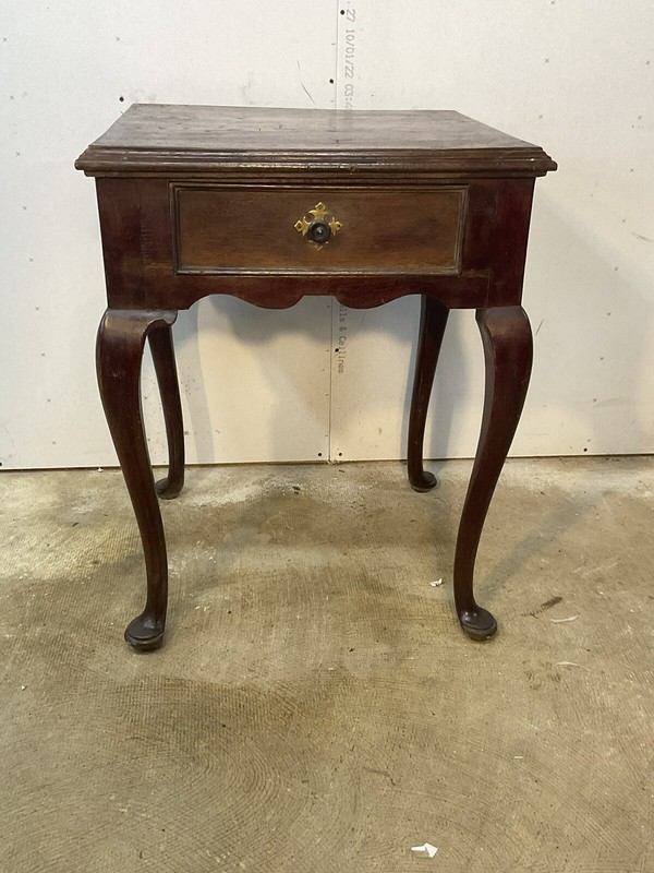 antique Queen Anne walnut country table stand 1 drawer primitive 18th gallery