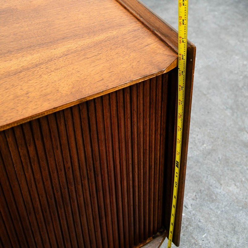 Mid Century Modern End Table Lane Cabinet Square Walnut 2 Doors Side Table MCM gallery