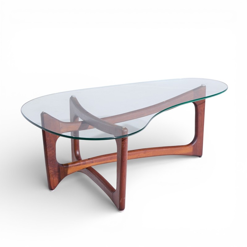 Adrian Pearsall for Craft Associates Mid Century Walnut and Glass Coffee Table