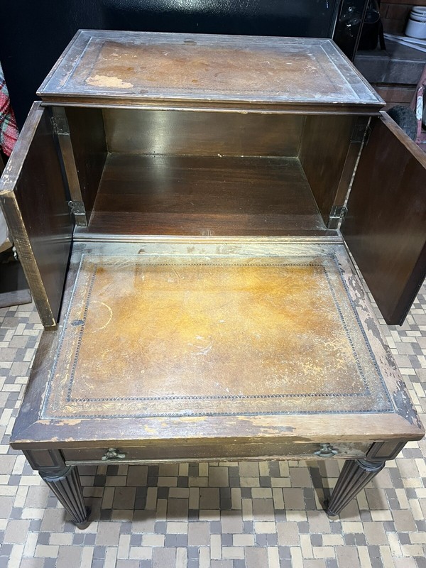 Carolina Panel End Table Pair Two Tier Leather VTG Antique gallery