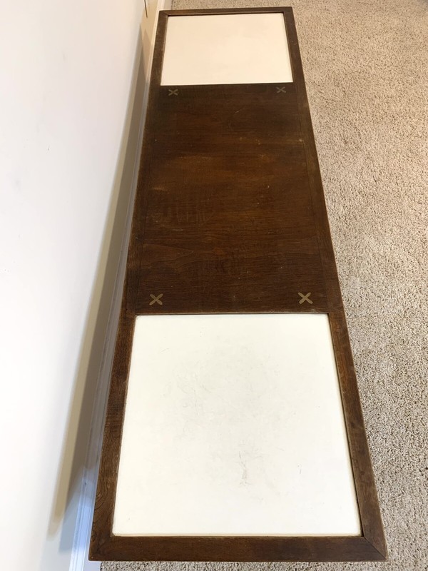 AMERICAN of MARTINSVILLE Rectangle COFFEE TABLE Brass X Inlaid MCM Mid Century gallery