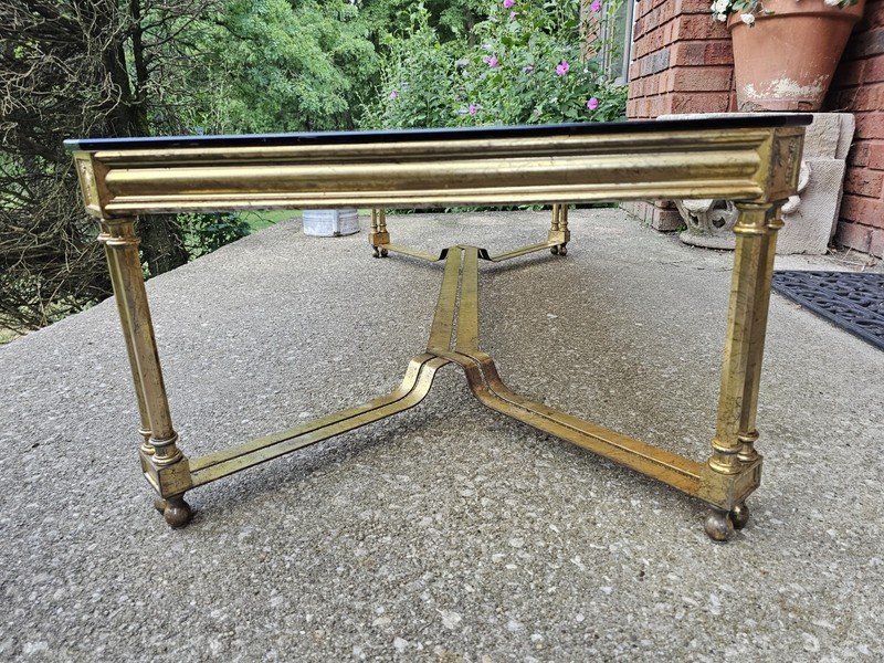 VINTAGE MID-CENTURY MODERN COFFEE TABLE HOLLYWOOD REGENCY GILDED METAL CONSOLE gallery