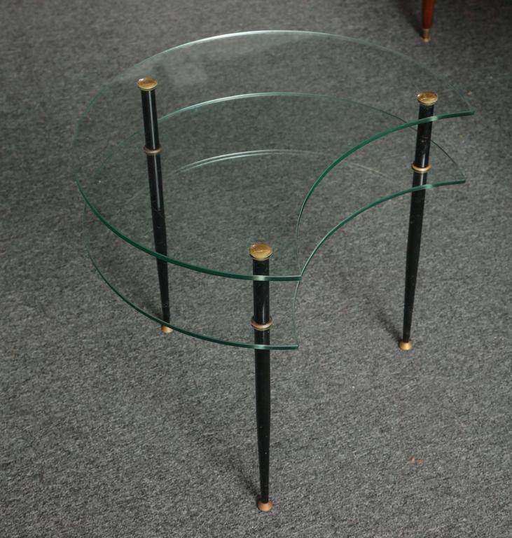 Eduardo Paoli Crescent Shaped Glass Shelves Side Table by Vitrex, Italy, 1960 gallery