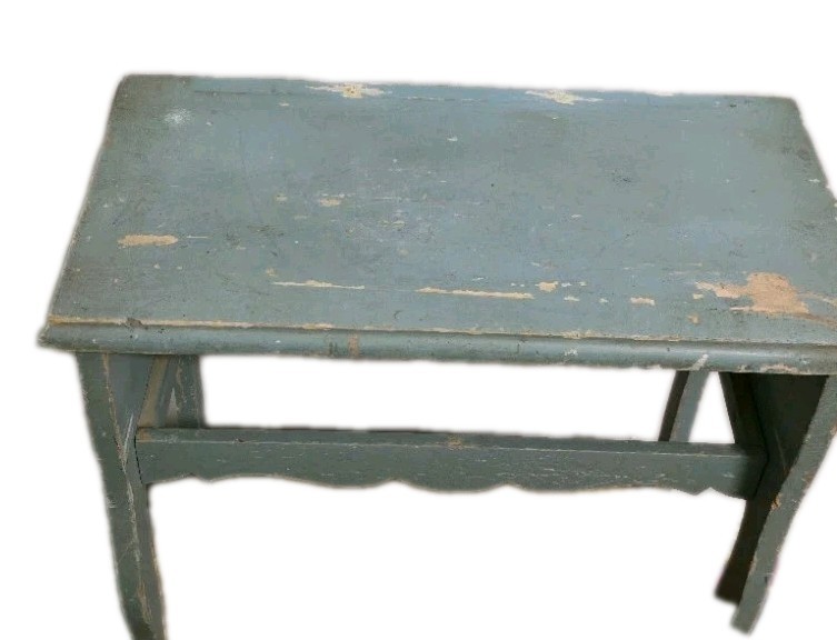 Vintage Farmhouse Cottage Painted Wood Shabby Chic Accent Table 19"x20"x10" Blue gallery