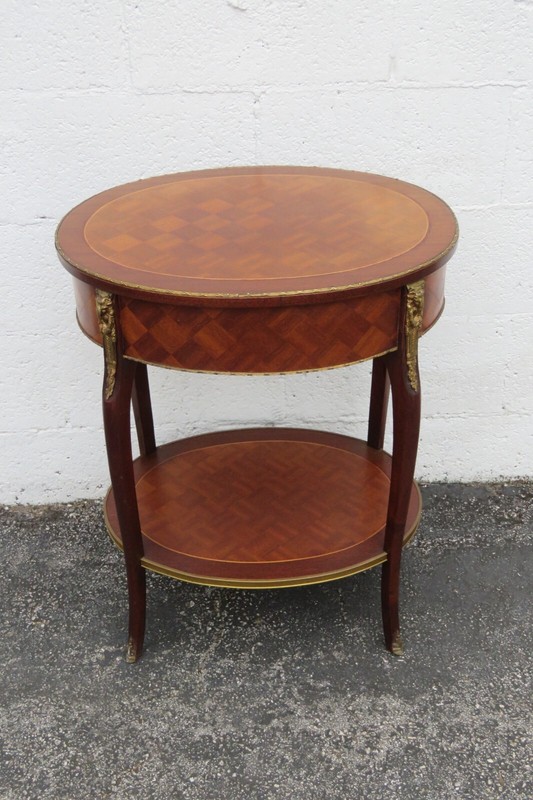 French Inlay Oval Two Tiers Side End Accent Table 5250 gallery