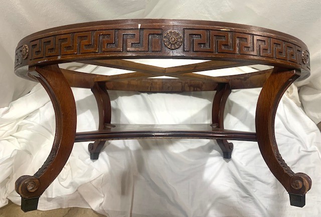 Neoclassical Greek Revival Coffee Table Italian Marble Top Early - Mid Century gallery