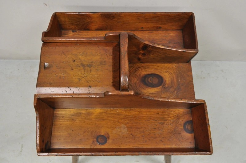 Vintage Pine Wood Primitive French Country Cobblers Work Stand Side Table gallery